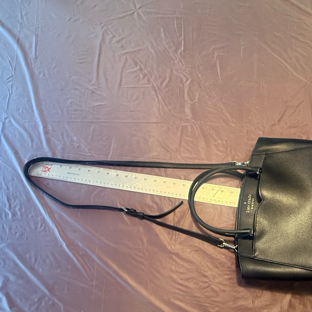 kate spade Black Leather Structured Tote with Shoulder Strap - Picture 5 of 10